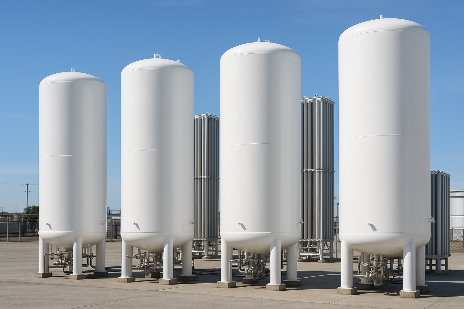 Bulk gas storage tanks
