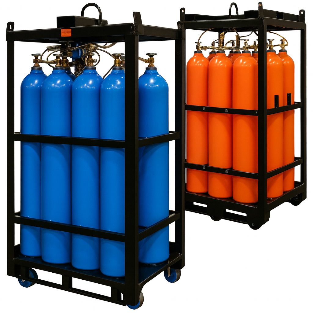 Mobile gas cylinder racks